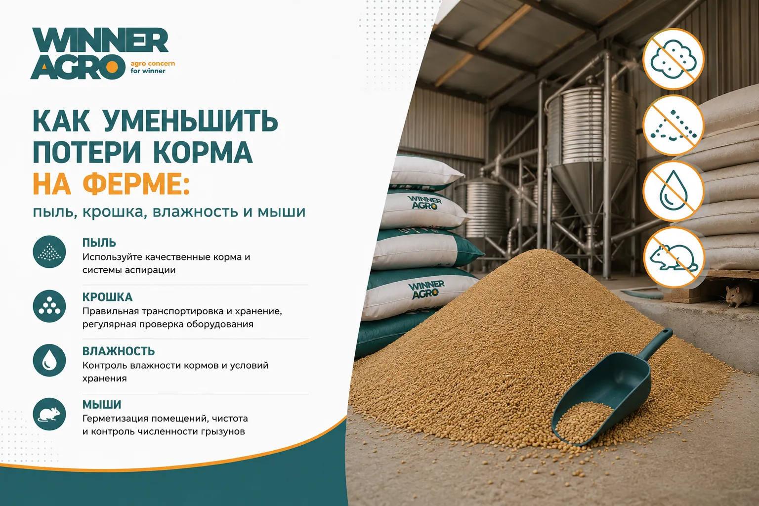 потеря корма на ферме